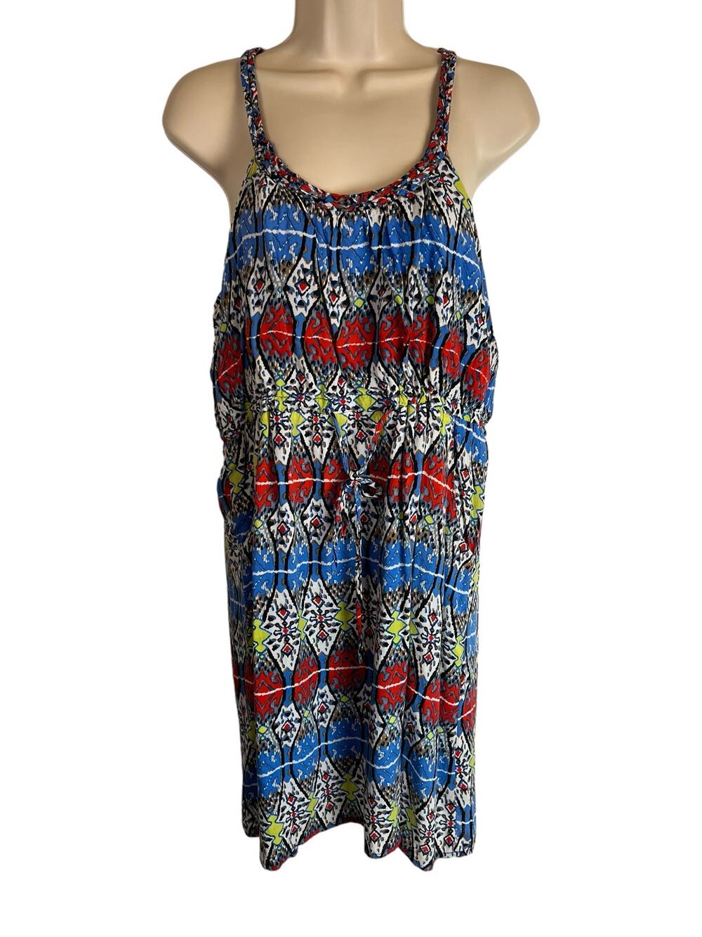 AnnaBella Womens Casual Dress Tank Knee Length  Summer L Large Rayon
